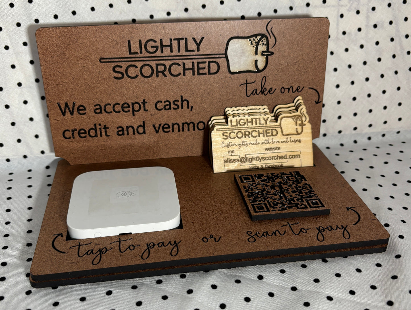 QR code, Square Tap Holder with Business Card Holder