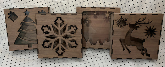 Maple Holiday Wooden Boxes - Set of 4