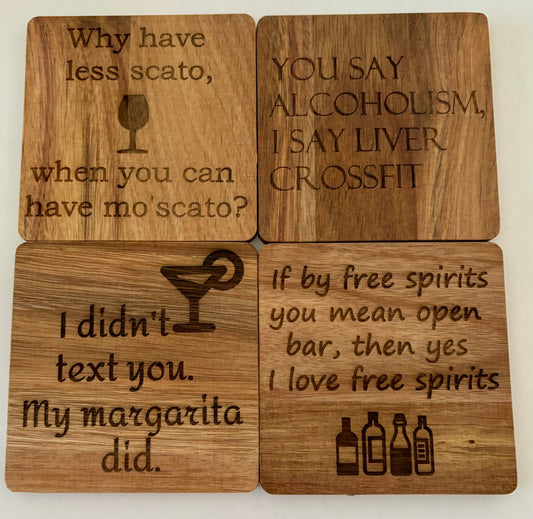 Funny Wood Drink Coasters